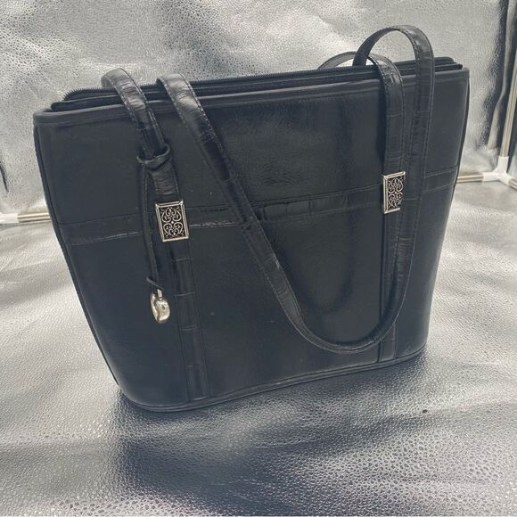 Brighton Black Vintage Leather Handbag. Outside GC, Inside VGC. Hand or Shoulder - Picture 3 of 16